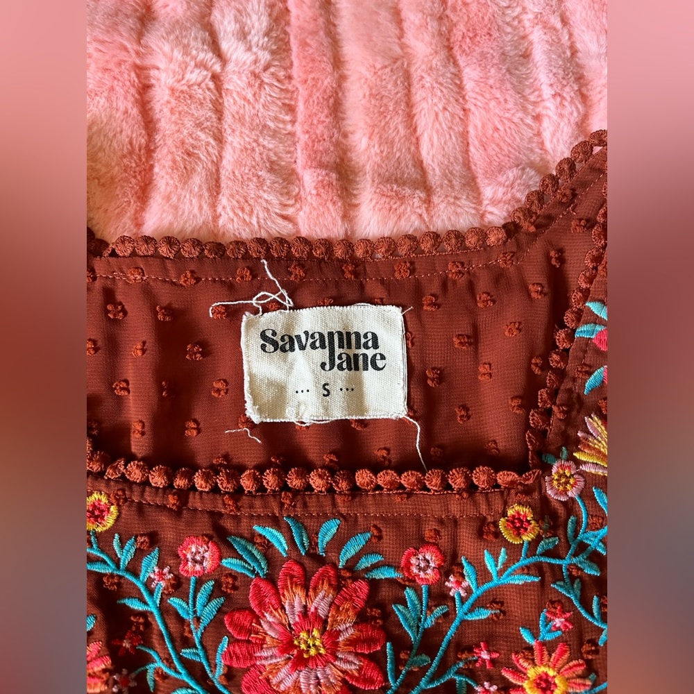 Rust Embroidered Blouse - image 2